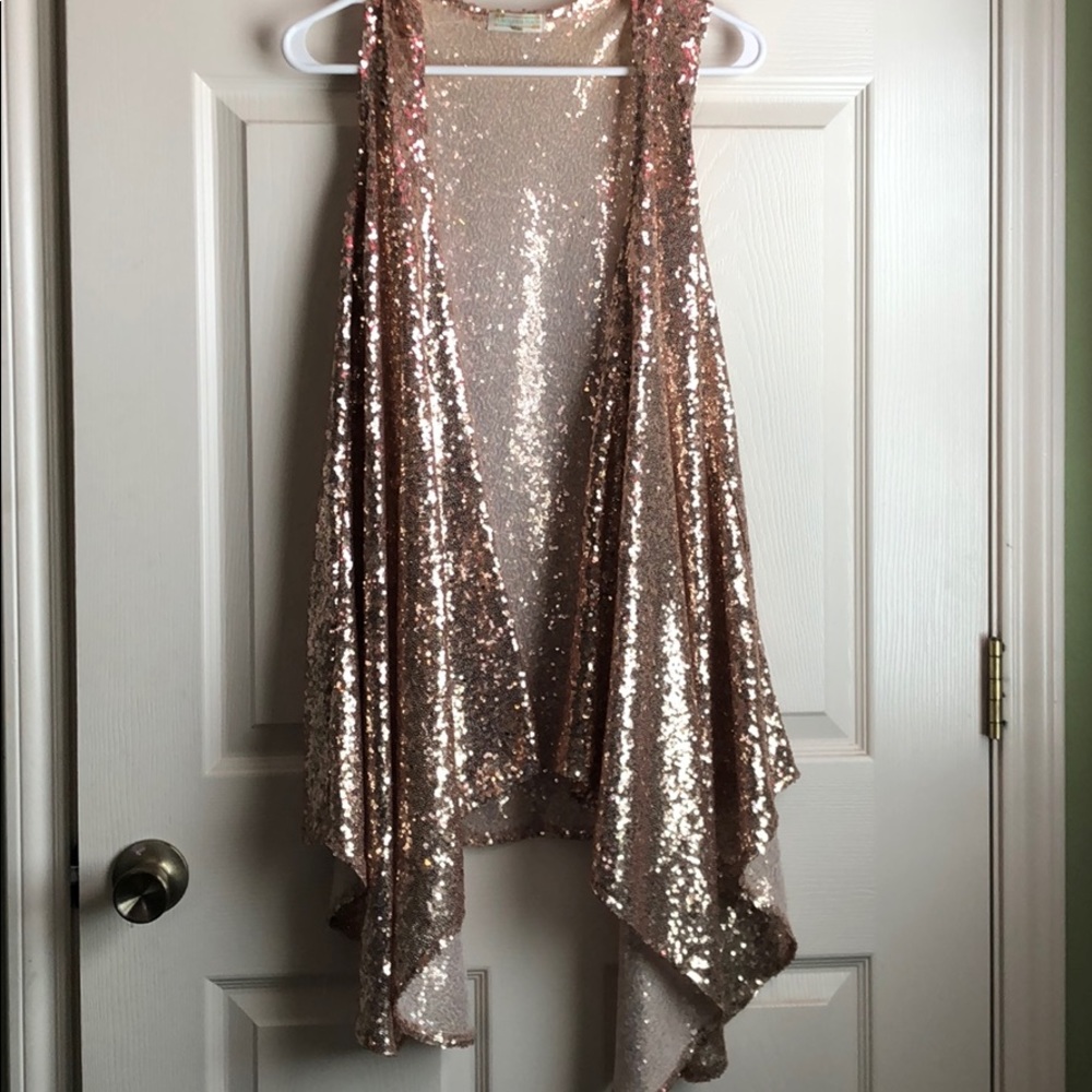 Rose Gold Sequin Duster Vest